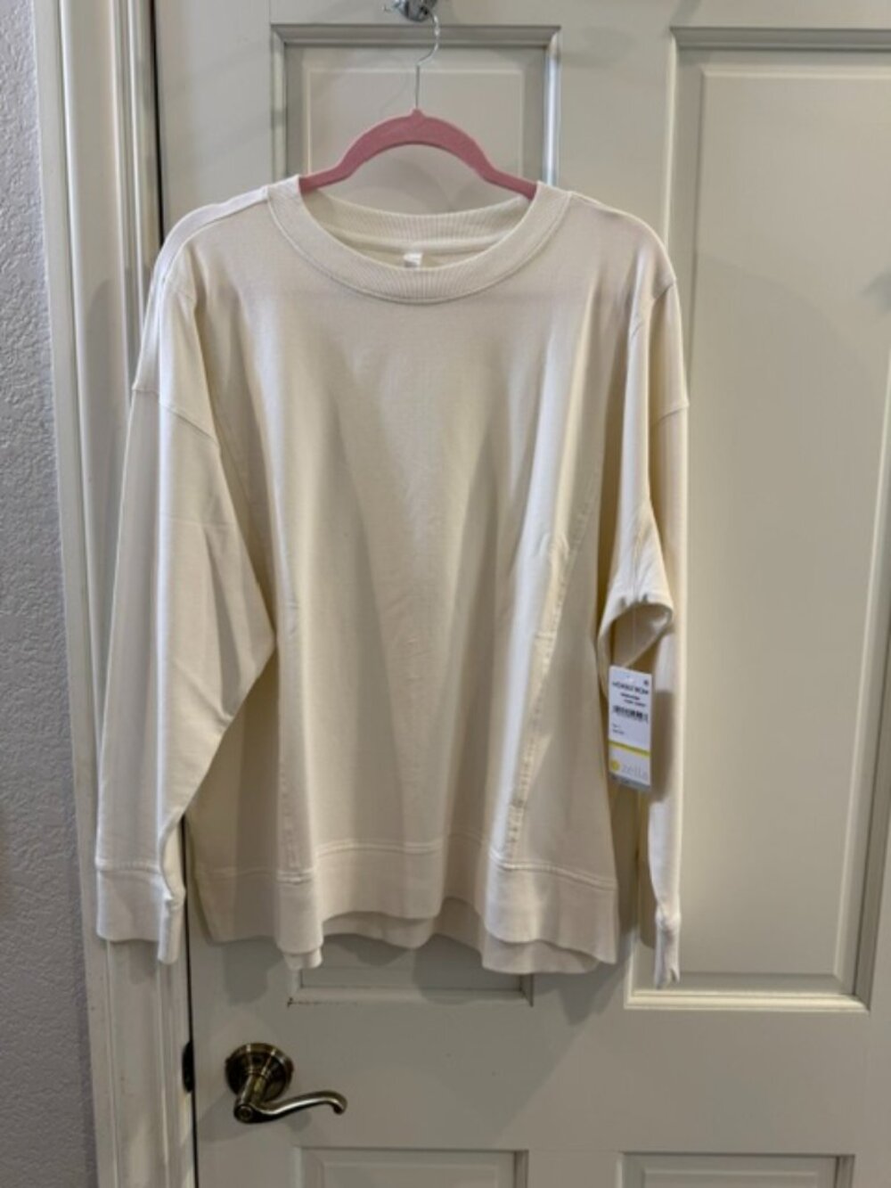 Zella Women's Soft Oversized Crewneck Sweatshirt Ivory Size Large NWT